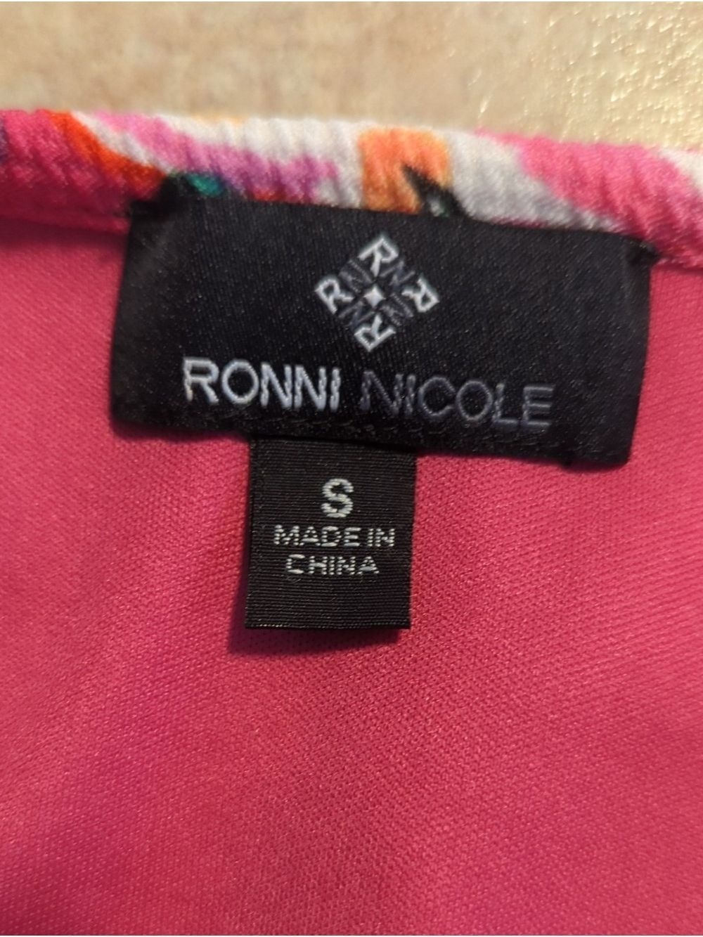 Ronni Nicole Hot Pink Tropical Trim Sleeveless Midi Dress Pineapple Design Small - Picture 8 of 11